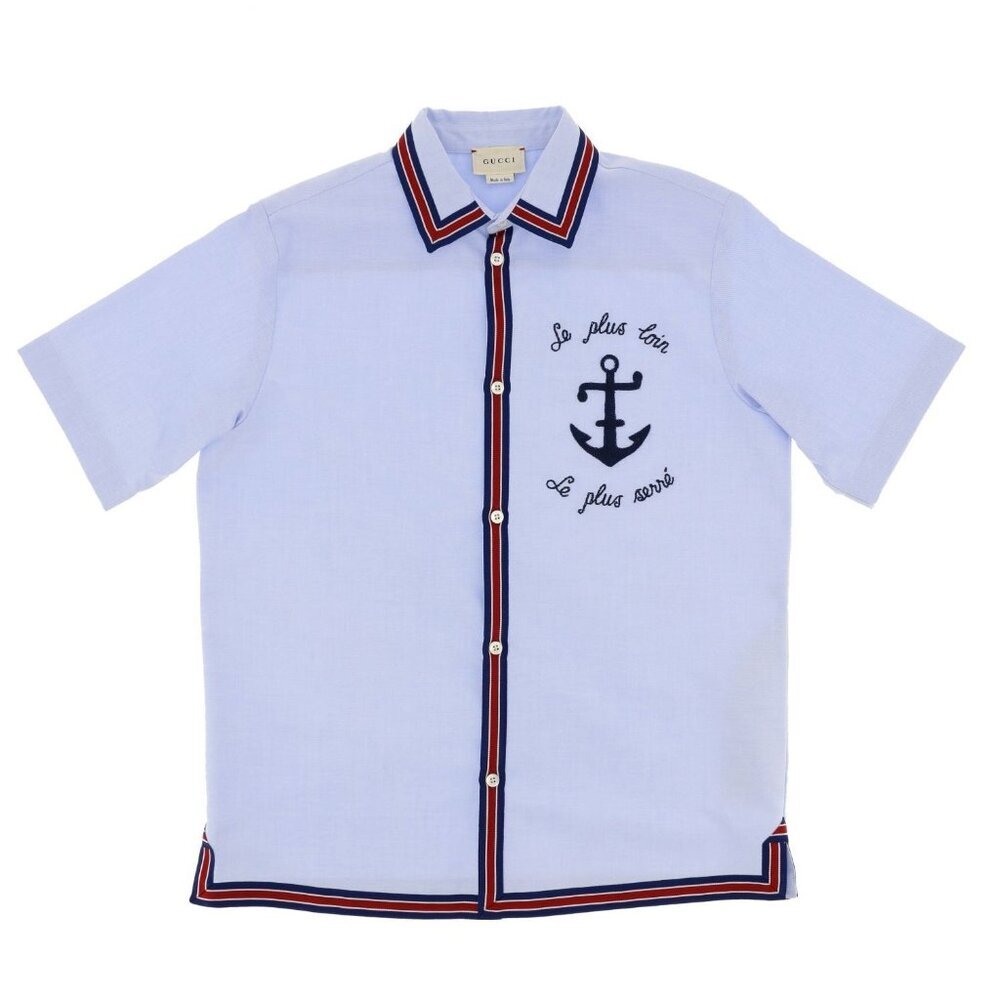 NWT Gucci kids shirt with anchor in ligth blue Size 12